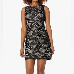 NWOT Sharagano Black Lace Palm Leaf Dress 10